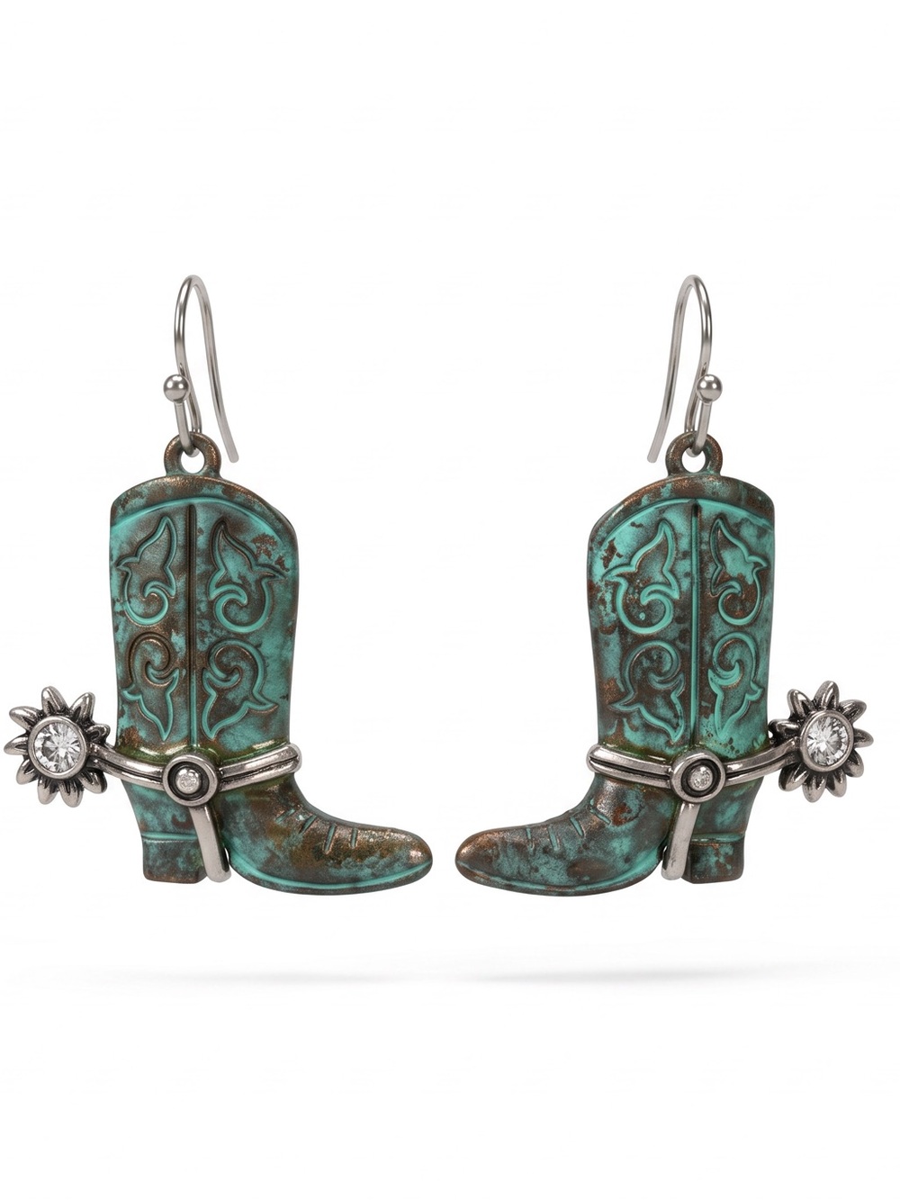 Turquoise Western Boot Dangle Earrings - Women's Accessories